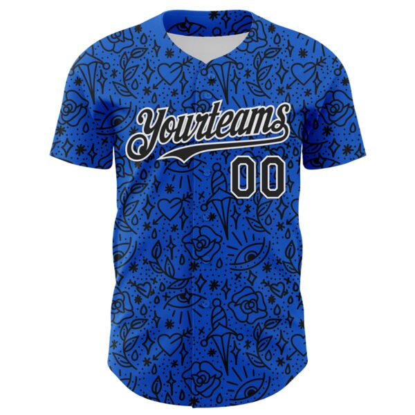 Custom Thunder Blue Black-White 3D Alexandra Ramirez Tattoo Pattern Street Art Authentic Baseball Jersey