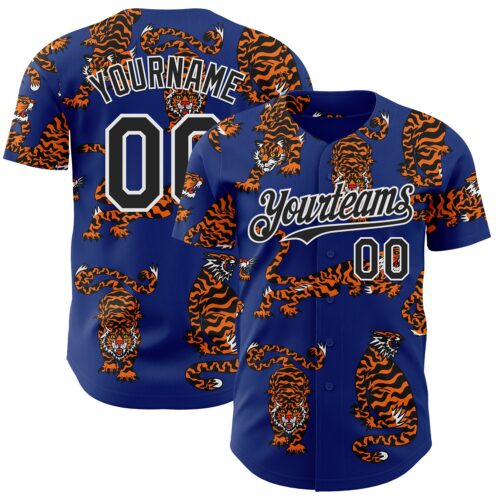Artist0081 Custom Royal Black-White 3D Alexandra Ramirez Tigers Street Art Authentic Baseball Jersey