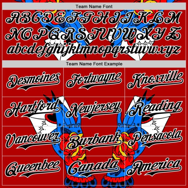 Custom Red Black-White 3D Alexandra Ramirez Tattoo Hand Street Art Authentic Baseball Jersey