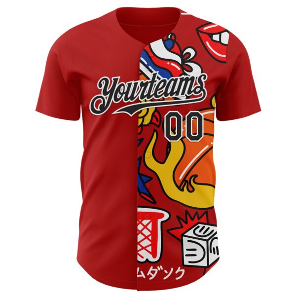 Custom Red Black-White 3D Alexandra Ramirez Basketball Street Art Authentic Baseball Jersey