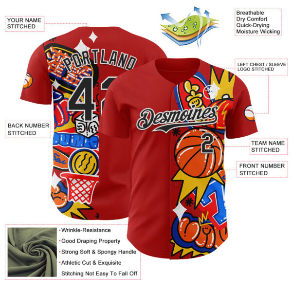 Custom Red Black-White 3D Alexandra Ramirez Playground Street Art Authentic Baseball Jersey