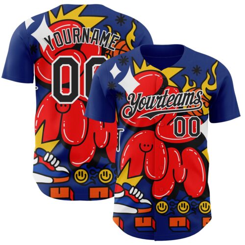 Artist0087 Custom Royal Black-White 3D Alexandra Ramirez Slam Dunk Street Art Authentic Baseball Jersey