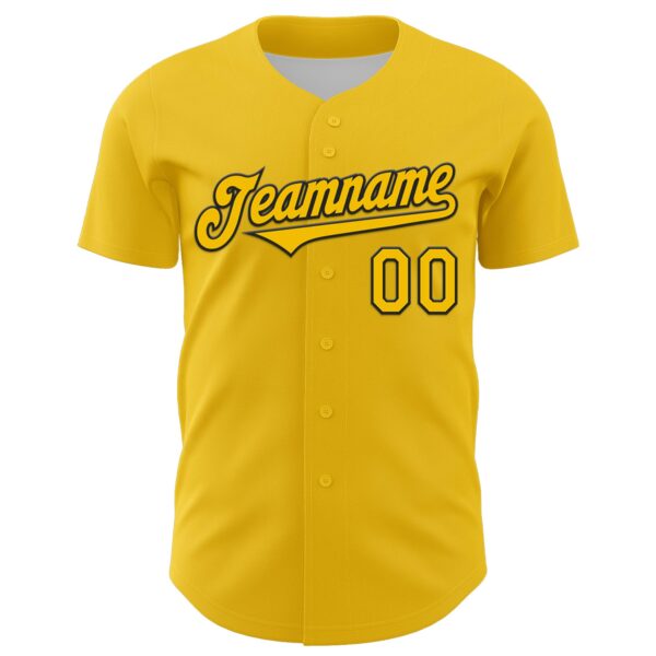 Custom Yellow Black 3D Geo Law Feast God Deities Authentic Baseball Jersey