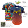 Custom Blue Yellow Orange-Black 3D Geo Law Tiger Ronin Deities Authentic Baseball Jersey