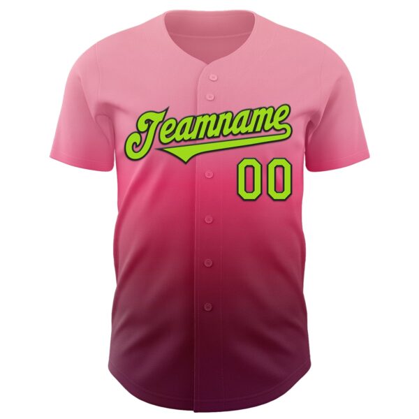 Custom Pink Neon Green-Black 3D Geo Law Lil Horrors Authentic Baseball Jersey