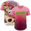 Custom Pink Neon Green-Black 3D Geo Law Lil Horrors Authentic Baseball Jersey