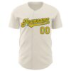 Custom Cream Gold-Midnight Green 3D Geo Law Long Live The King Authentic Baseball Jersey