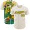 Custom Cream Gold-Midnight Green 3D Geo Law Long Live The King Authentic Baseball Jersey