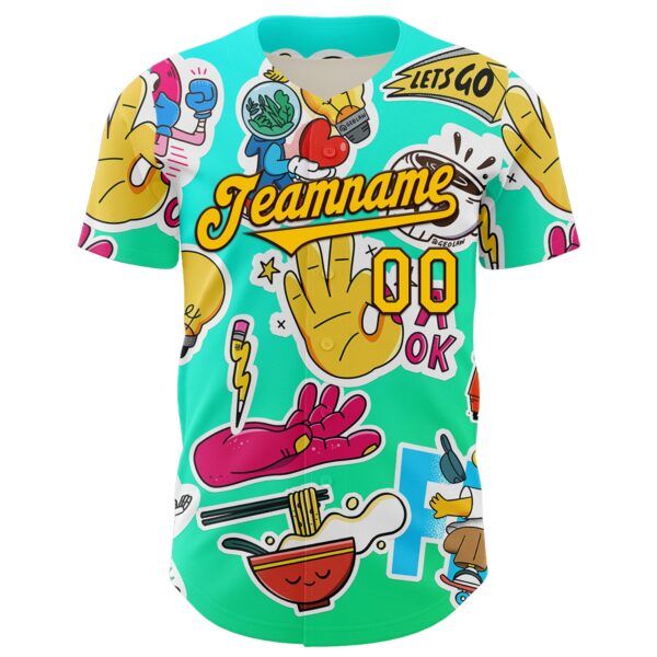 Custom Blue Yellow-Brown 3D Geo Law OK Authentic Baseball Jersey