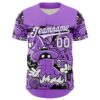 Custom Purple White 3D Geo Law Story Time Authentic Baseball Jersey