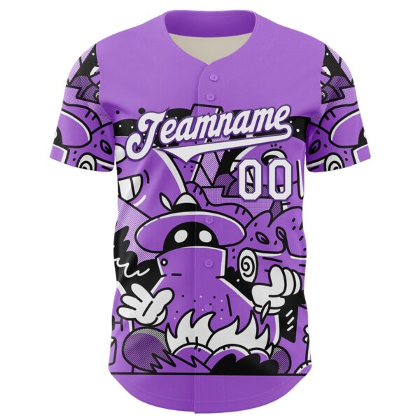 Custom Purple White 3D Geo Law Story Time Authentic Baseball Jersey