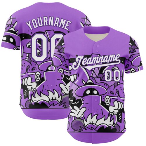 Artist0112 Custom Purple White 3D Geo Law Story Time Authentic Baseball Jersey
