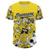 Custom Yellow Black-White 3D Geo Law Fantasy Road Authentic Baseball Jersey