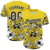 Custom Yellow Black-White 3D Geo Law Fantasy Road Authentic Baseball Jersey