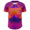 Custom Purple Deep Pink Orange-Yellow 3D Syntetyc Tori And Geisha Authentic Baseball Jersey