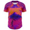 Custom Purple Deep Pink Orange-Yellow 3D Syntetyc Tori And Geisha Authentic Baseball Jersey