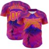 Custom Purple Deep Pink Orange-Yellow 3D Syntetyc Tori And Geisha Authentic Baseball Jersey