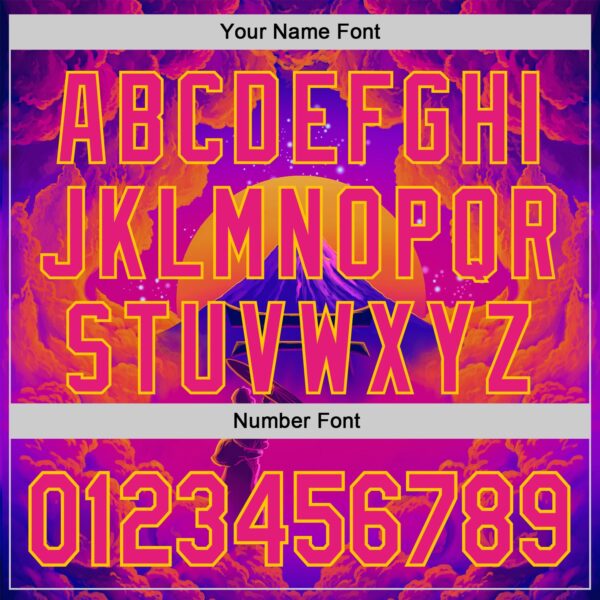 Custom Purple Deep Pink Orange-Yellow 3D Syntetyc Tori And Geisha Authentic Baseball Jersey