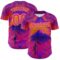 Custom Purple Deep Pink Orange-Yellow 3D Syntetyc Tori And Geisha Authentic Baseball Jersey