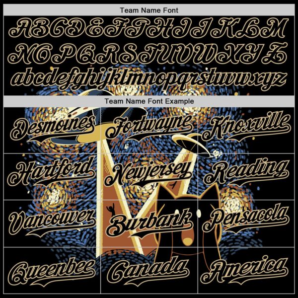 Custom Blue Black-Vegas Gold 3D Tobe Fonseca Alien Invasion Cat Scream Starry Night Authentic Baseball Jersey