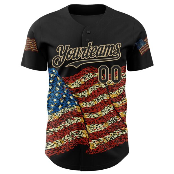 Custom Red Black-Vegas Gold 3D Tobe Fonseca American Flag Freedom Impressionist	 Starry Authentic Baseball Jersey