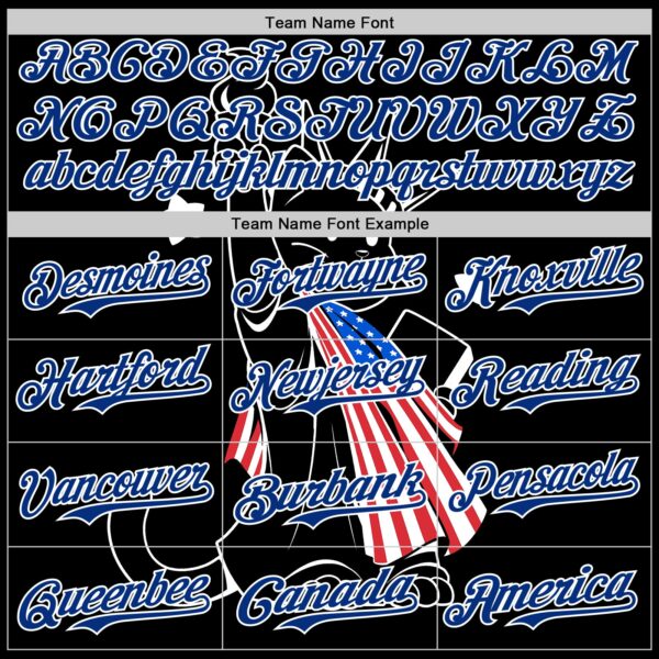Custom Black Royal-White 3D Tobe Fonseca American Flag Liberty Statue Cat Authentic Baseball Jersey