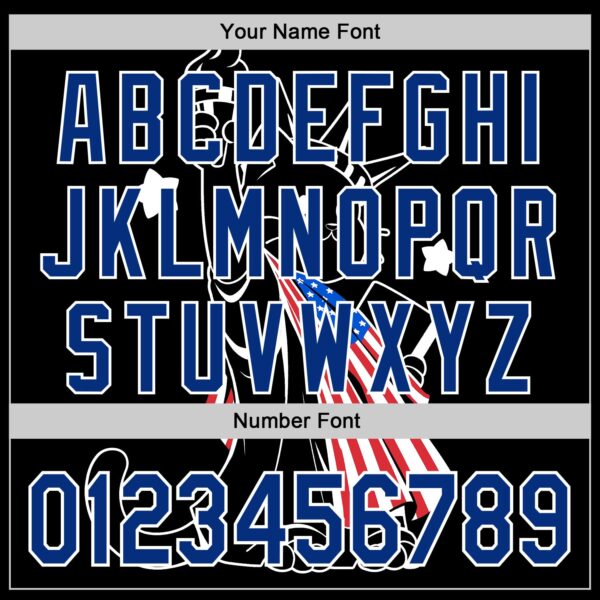 Custom Black Royal-White 3D Tobe Fonseca American Flag Liberty Statue Cat Authentic Baseball Jersey