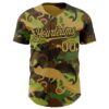 Custom Camo Old Gold-Black 3D Tobe Fonseca Armed Chameleon US Army 	Camouflage Authentic Baseball Jersey