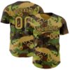 Custom Camo Old Gold-Black 3D Tobe Fonseca Armed Chameleon US Army 	Camouflage Authentic Baseball Jersey