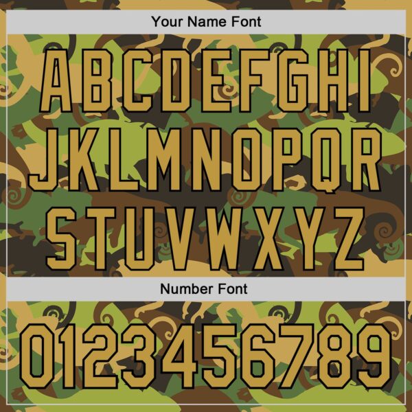 Custom Camo Old Gold-Black 3D Tobe Fonseca Armed Chameleon US Army 	Camouflage Authentic Baseball Jersey