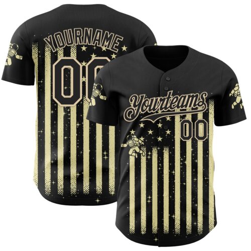 Custom Black Black-City Cream 3D Tobe Fonseca Astronaut American Flag Sky Authentic Baseball Jersey