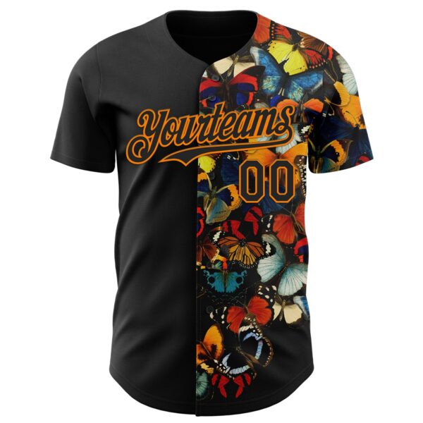 Custom Black Black-Bay Orange 3D Tobe Fonseca Butterfly Skull Collage Authentic Baseball Jersey