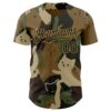 Custom Camo Black-Old Gold 3D Tobe Fonseca Camouflage Cat Army Authentic Baseball Jersey