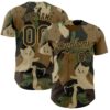 Custom Camo Black-Old Gold 3D Tobe Fonseca Camouflage Cat Army Authentic Baseball Jersey