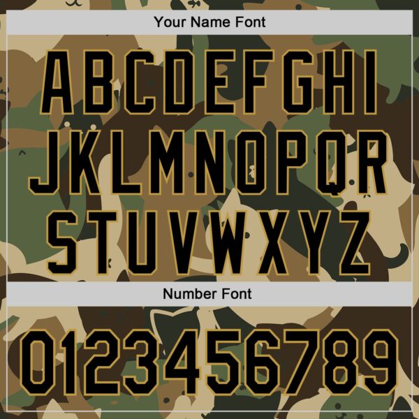 Custom Camo Black-Old Gold 3D Tobe Fonseca Camouflage Cat Army Authentic Baseball Jersey