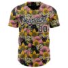 Custom Pink Black-White 3D Tobe Fonseca Cats in a Field of Flowers Authentic Baseball Jersey