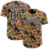 Custom Pink Black-White 3D Tobe Fonseca Cats in a Field of Flowers Authentic Baseball Jersey
