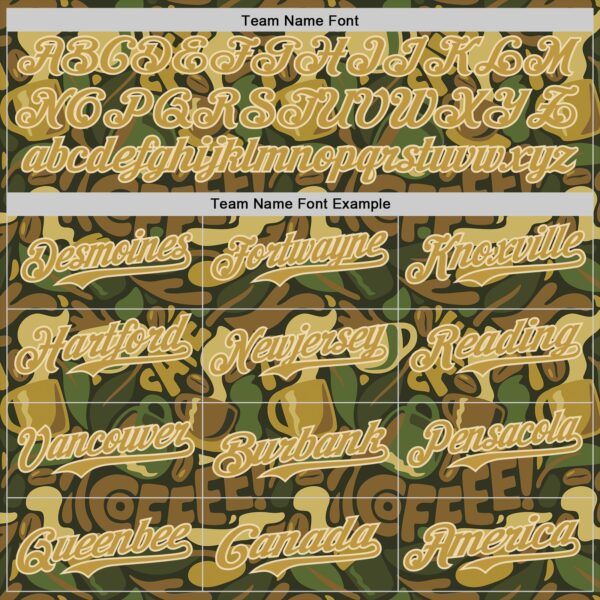 Custom Camo Old Gold-Cream 3D Tobe Fonseca Coffee Army Camouflage Authentic Baseball Jersey