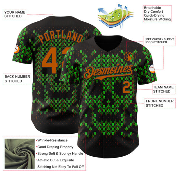 Custom Green Texas Orange-Black 3D Tobe Fonseca Deforestation Brown Skull Authentic Baseball Jersey