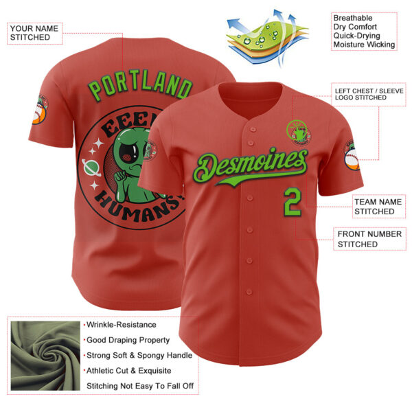 Custom Red Aurora Green-Black 3D Tobe Fonseca Eeew Humans Alien Gray ET Authentic Baseball Jersey