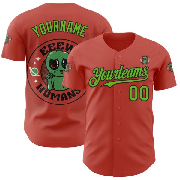 Custom Red Aurora Green-Black 3D Tobe Fonseca Eeew Humans Alien Gray ET Authentic Baseball Jersey