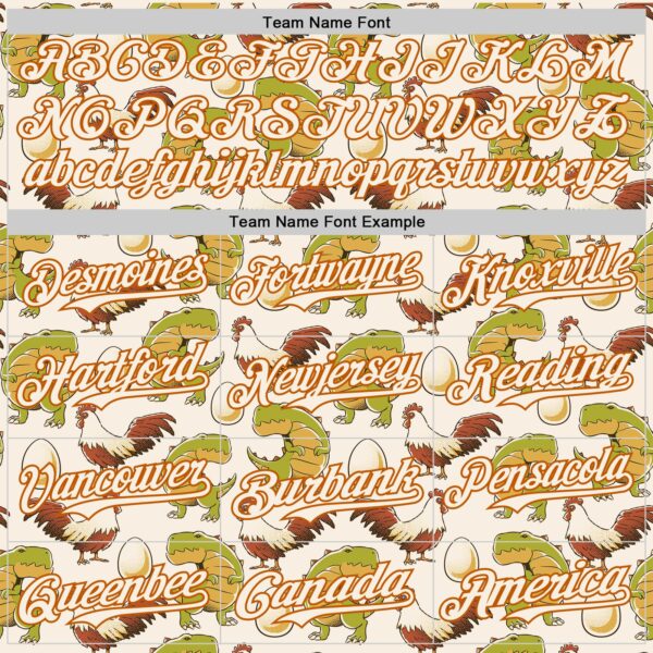 Custom Cream Cream-Texas Orange 3D Tobe Fonseca Egg Chicken and Dinossaur Authentic Baseball Jersey
