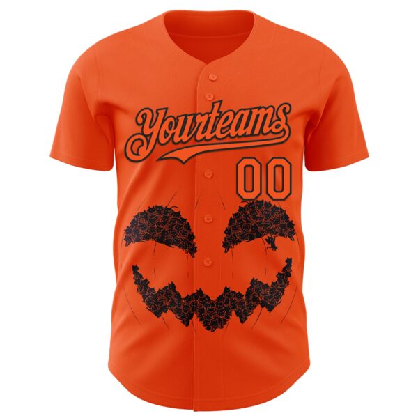 Custom Orange Orange-Black 3D Tobe Fonseca Halloween Pumpkin Cat Authentic Baseball Jersey