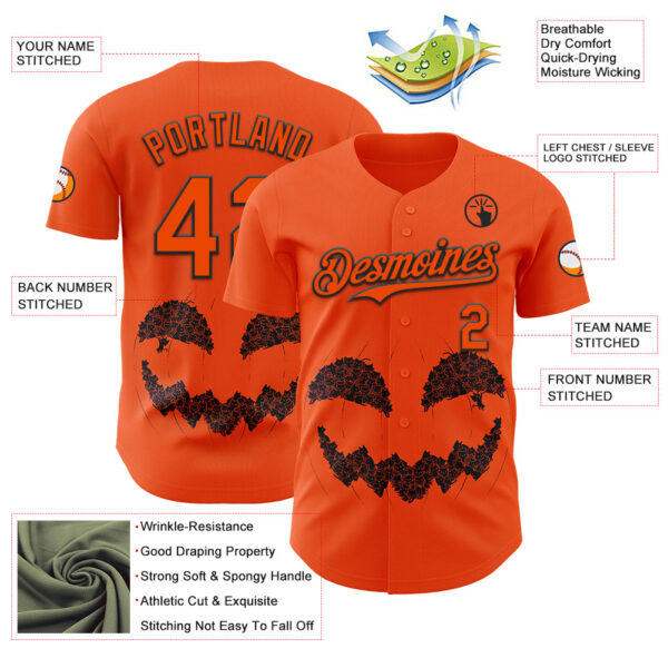 Custom Orange Orange-Black 3D Tobe Fonseca Halloween Pumpkin Cat Authentic Baseball Jersey