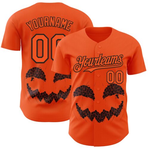 Custom Orange Orange-Black 3D Tobe Fonseca Halloween Pumpkin Cat Authentic Baseball Jersey