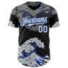 Custom Black White-Thunder Blue 3D Tobe Fonseca Kanagawa Cat Wave Black Authentic Baseball Jersey
