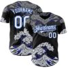 Custom Black White-Thunder Blue 3D Tobe Fonseca Kanagawa Cat Wave Black Authentic Baseball Jersey