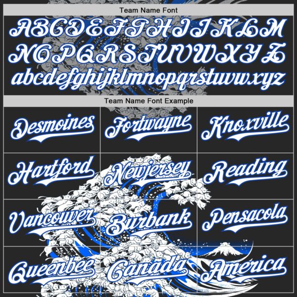 Custom Black White-Thunder Blue 3D Tobe Fonseca Kanagawa Cat Wave Black Authentic Baseball Jersey