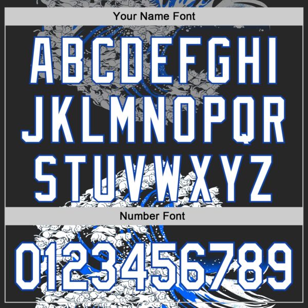 Custom Black White-Thunder Blue 3D Tobe Fonseca Kanagawa Cat Wave Black Authentic Baseball Jersey