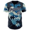 Custom Blue Navy-Cream 3D Tobe Fonseca Kanagawa Heart Puzzle Authentic Baseball Jersey